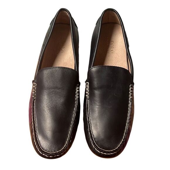 New Polo Ralph Lauren Men's Redden Drivers Black Leather Slip On Shoes Men’s 12 - Picture 7 of 13